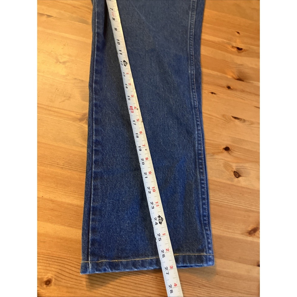 Wrangler 936PWD Cowboy Cut Slim Fit Jeans Denim Dark Hemmed Men's 33 X 27 Flaw - Picture 4 of 11